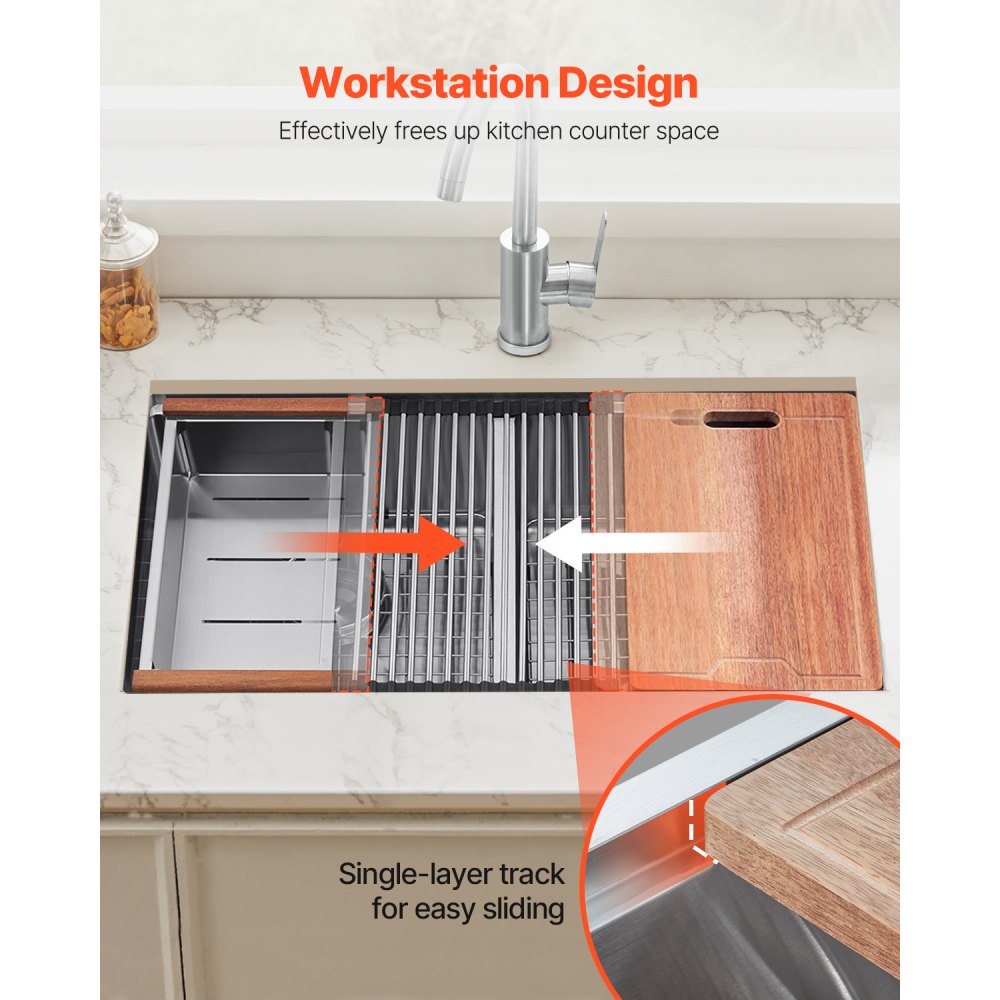 U331909RS1A - 33x19" Stainless Steel Double Bowl Sink Workstation with Rack