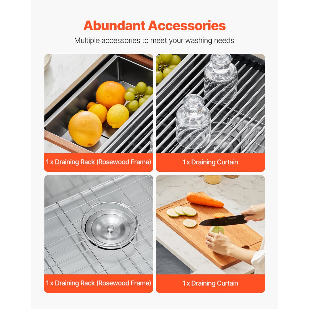 U331909RS1A - 33x19" Stainless Steel Double Bowl Sink Workstation with Rack