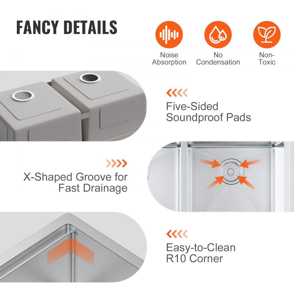 KM-SC-2302-SKU8 - 33" Double Bowl Stainless Steel Kitchen Sink with Versatile Installation