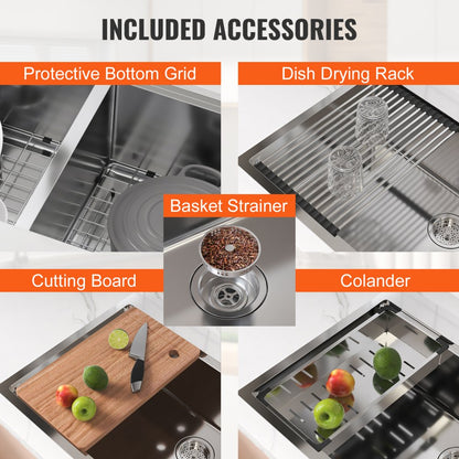 KM-SC-2302-SKU8 - 33" Double Bowl Stainless Steel Kitchen Sink with Versatile Installation