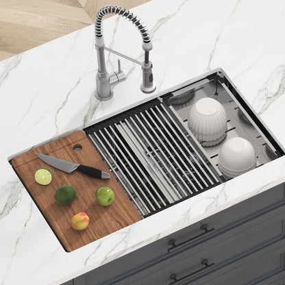 KM-SC-2302-SKU8 - 33" Double Bowl Stainless Steel Kitchen Sink with Versatile Installation
