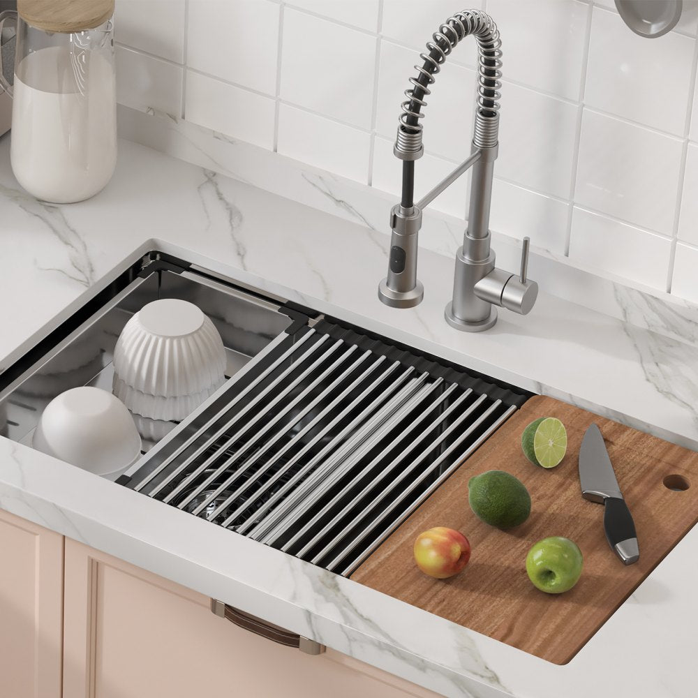 KM-SC-2302-SKU8 - 33" Double Bowl Stainless Steel Kitchen Sink with Versatile Installation