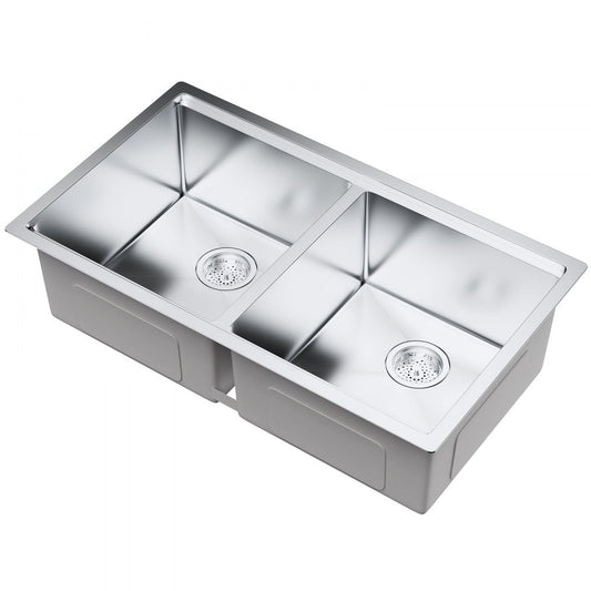 KM-SC-2302-SKU8 - 33" Double Bowl Stainless Steel Kitchen Sink with Versatile Installation