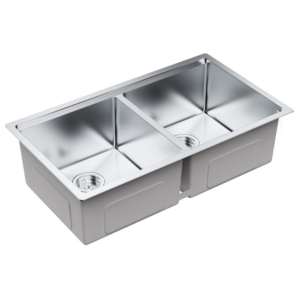 KM-SC-2302-SKU8 - 33" Double Bowl Stainless Steel Kitchen Sink with Versatile Installation