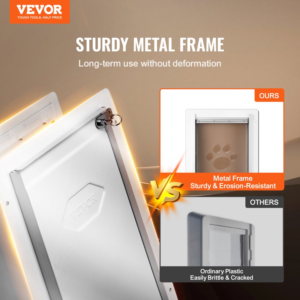 CWM02-L - Durable Metal Pet Door with Waterproof PVC Flaps for Easy Access