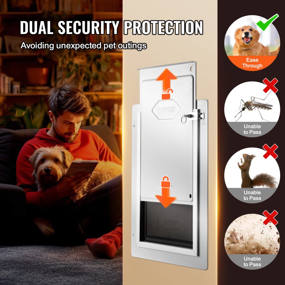 CWM02-L - Durable Metal Pet Door with Waterproof PVC Flaps for Easy Access