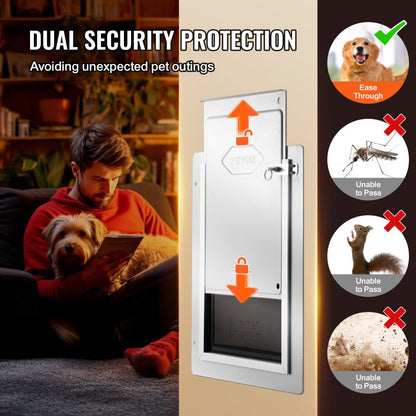 CWM02-L - Durable Metal Pet Door with Waterproof PVC Flaps for Easy Access