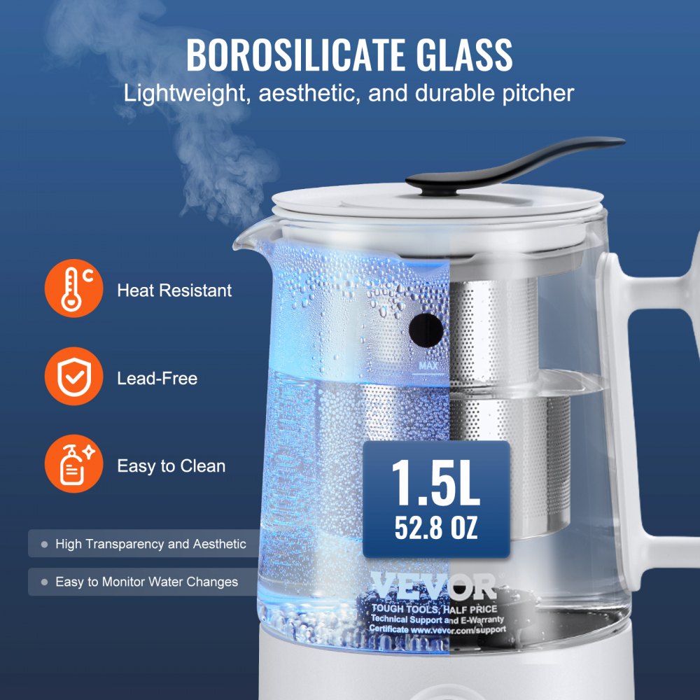 EHM-P68-US/EHM-P68-EU - 1.5L Hydrogen Water Pitcher for Improved Sleep Quality