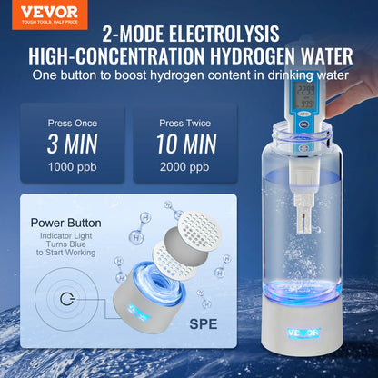 EHM-H11 - Portable Hydrogen Water Maker with Self-Cleaning, 380ml Capacity