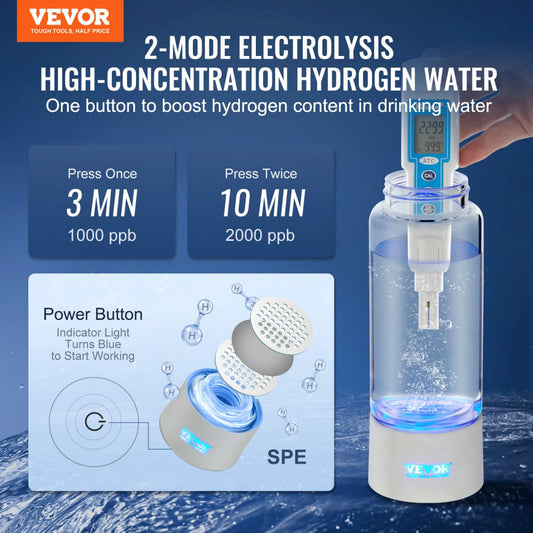 EHM-H11 - Portable Hydrogen Water Maker with Self-Cleaning, 380ml Capacity