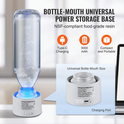 EHM-H11 - Portable Hydrogen Water Maker with Self-Cleaning, 380ml Capacity