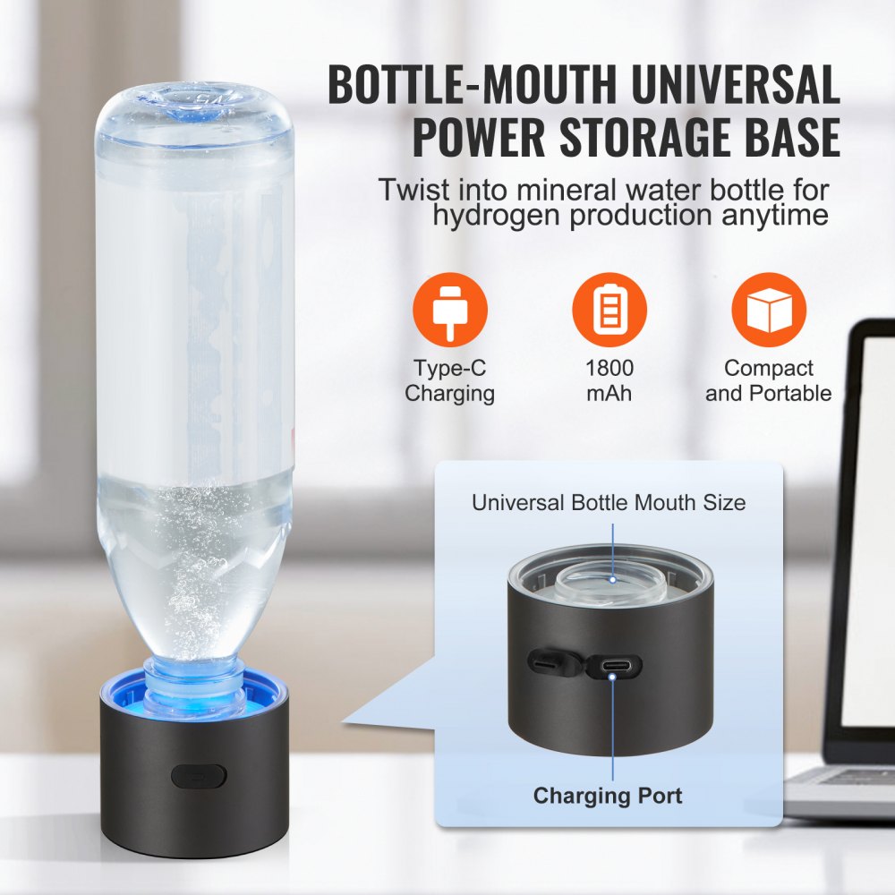 EHM-H13 - Portable Hydrogen Water Bottle Generator, 230ml with Self-Cleaning Feature