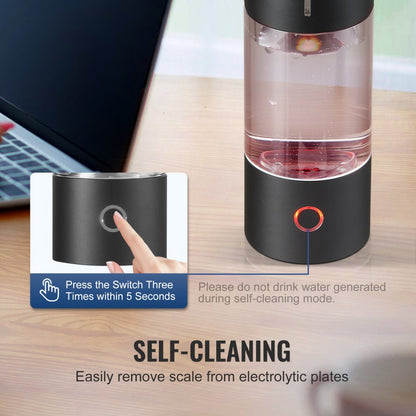 EHM-H13 - Portable Hydrogen Water Bottle Generator, 230ml with Self-Cleaning Feature