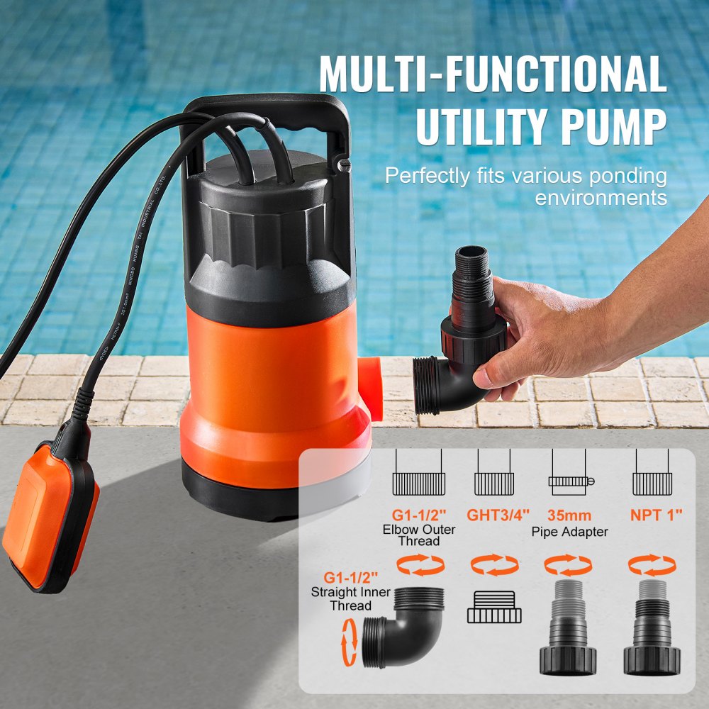 ZXQ1100-B - 1 HP Submersible Pump, 4000 GPH for Fast Water Removal
