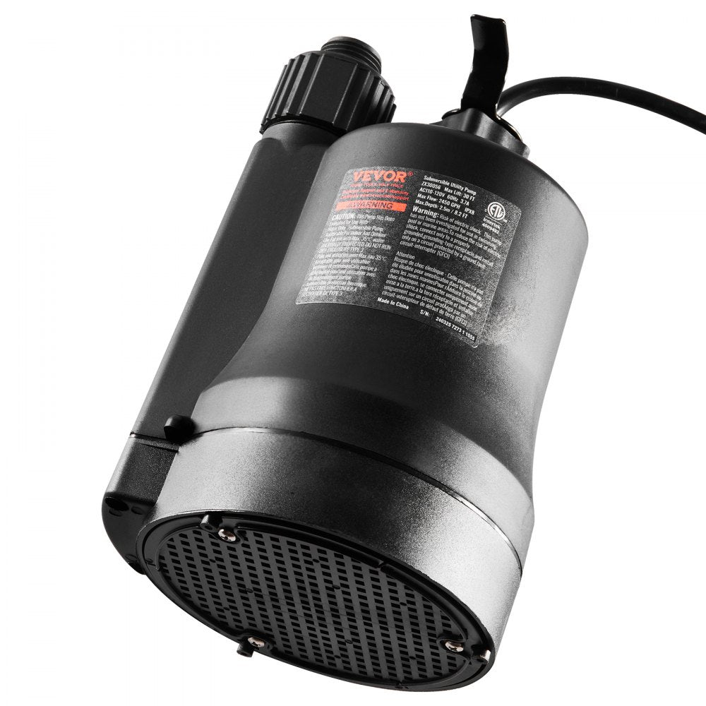 ZX30056 - 1/3 HP VEVOR Utility Pump, 2450 GPH, Submersible Design