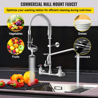 5805A-08 - 36" Commercial Brass Faucet with 12" Swivel Spout & Sprayer