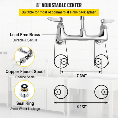 5805A-08 - 36" Commercial Brass Faucet with 12" Swivel Spout & Sprayer