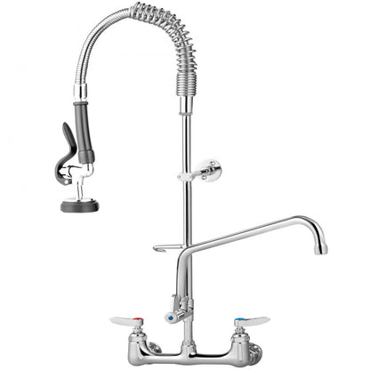 3803A-12 - 8" Wall-Mount Faucet with 12" Swivel Spout & Pre-Rinse Spray