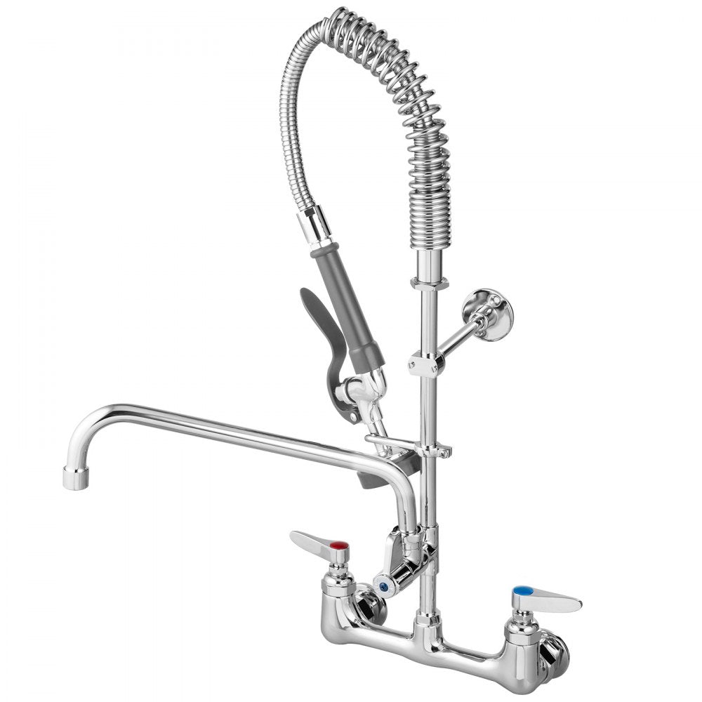 3803A-12 - 8" Wall-Mount Faucet with 12" Swivel Spout & Pre-Rinse Spray