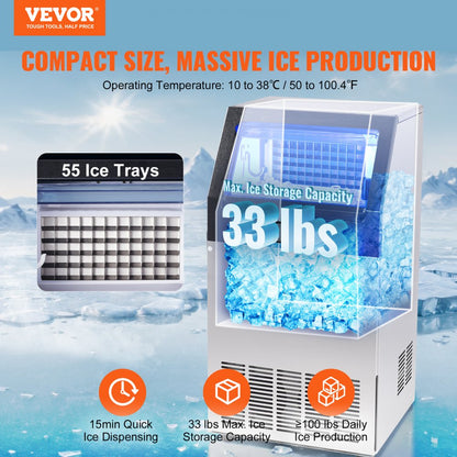 LB100T - Efficient 100lbs/Day Ice Maker for Commercial Use