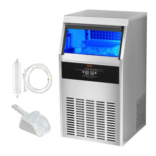 SSX120 - VEVOR 60-Cube Stainless Steel Ice Maker with Self-Cleaning Function