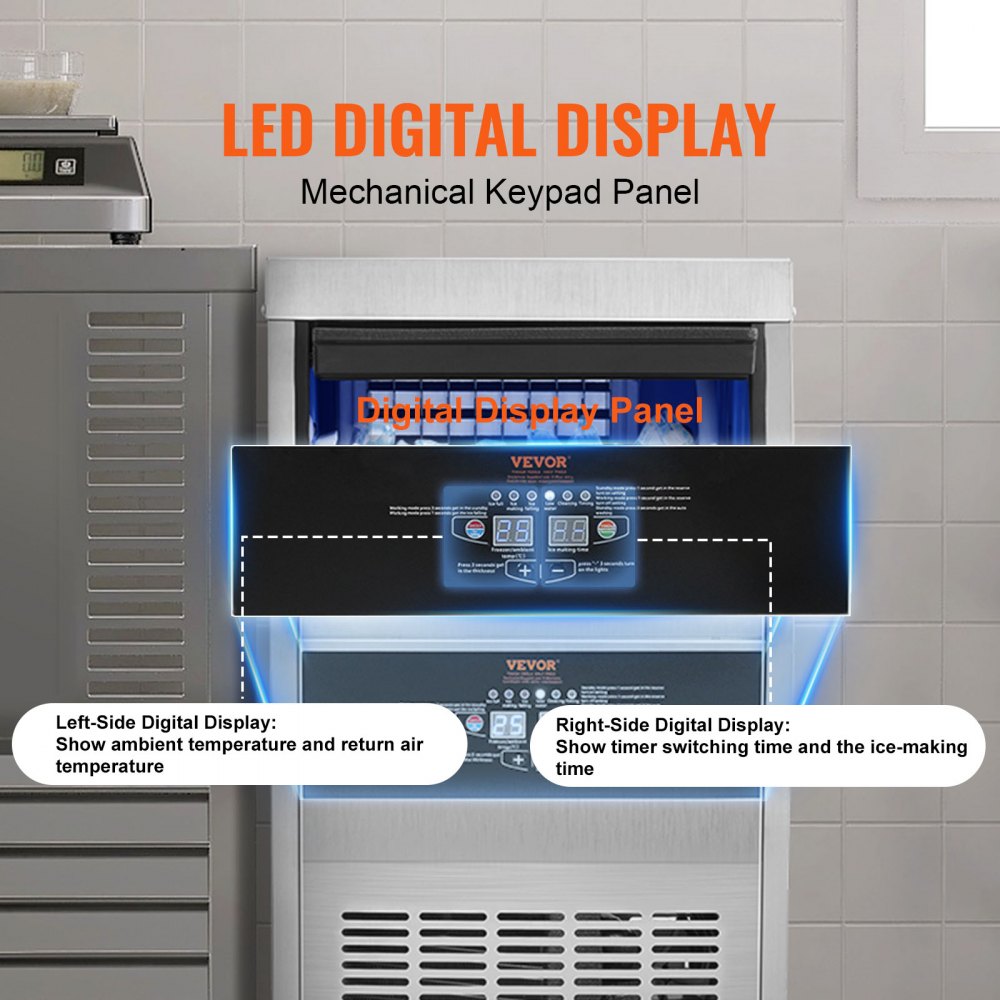 SSX90 - 90 lbs/24H Stainless Steel Ice Maker with LED Display