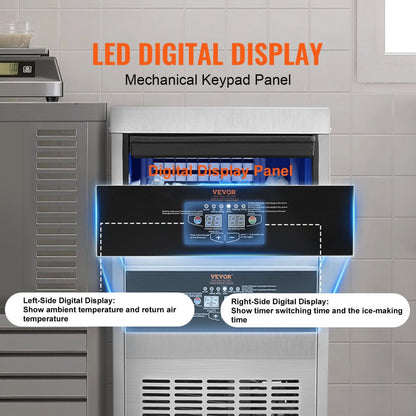 SSX90 - 90 lbs/24H Stainless Steel Ice Maker with LED Display