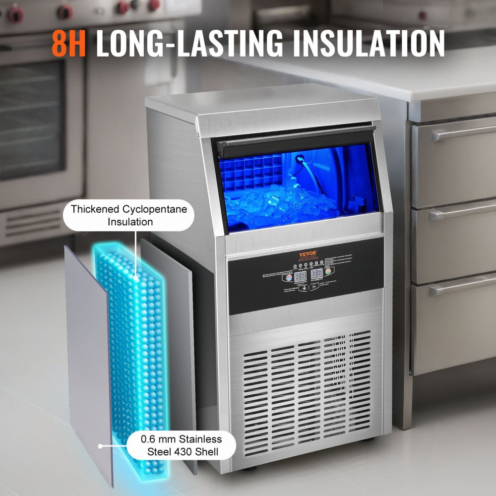 SSX90 - 90 lbs/24H Stainless Steel Ice Maker with LED Display