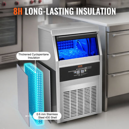 SSX90 - 90 lbs/24H Stainless Steel Ice Maker with LED Display