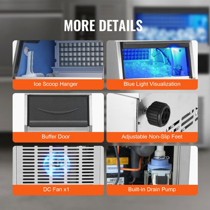 SSX90 - 90 lbs/24H Stainless Steel Ice Maker with LED Display