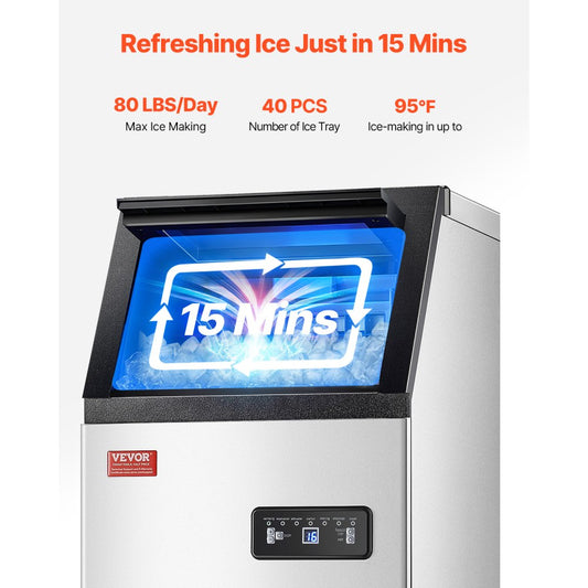SKF-B40F - 80 lbs Compact Ice Maker with Self-Cleaning Function