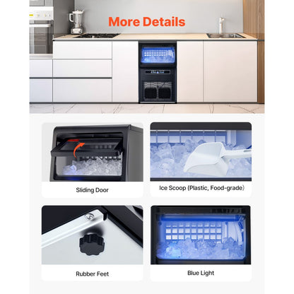 KJ-AT25F - 70 lbs/Day Compact Ice Maker, 13.7x13.2x24.6 in.