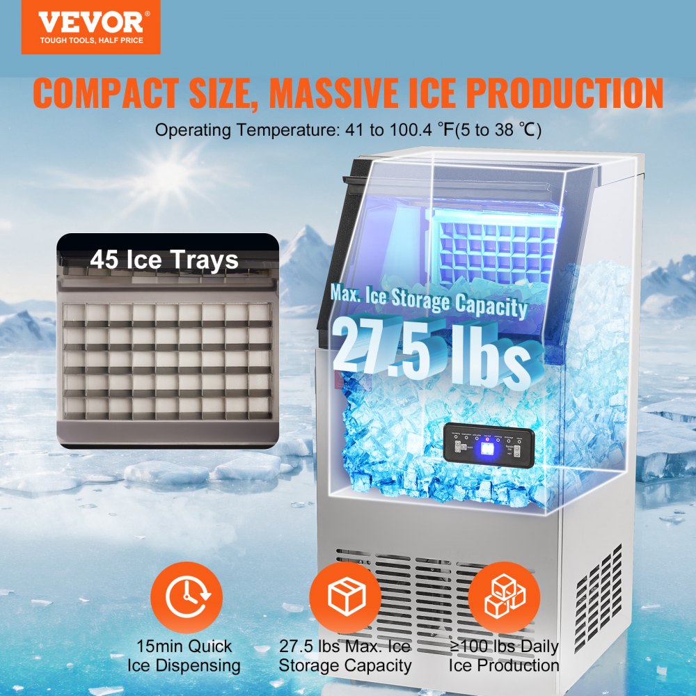 SKF-BT45F - 100 lbs/24H VEVOR Commercial Ice Maker with Self-Cleaning Function