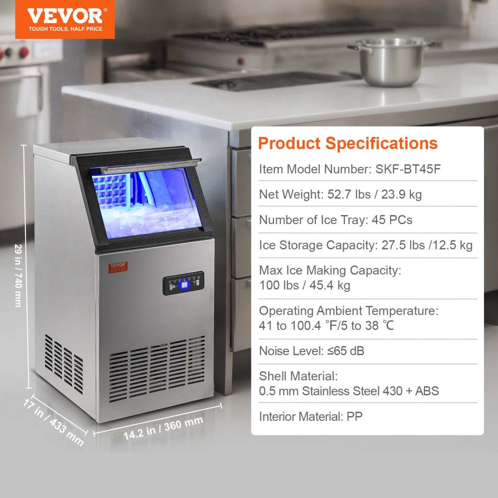 SKF-BT45F - 100 lbs/24H VEVOR Commercial Ice Maker with Self-Cleaning Function