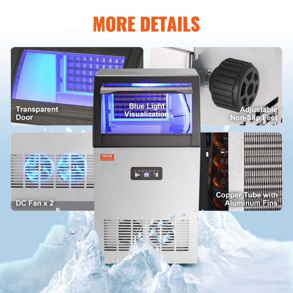 SKF-C50F - Efficient 120 lbs/24H Commercial Ice Maker, Freestanding Unit
