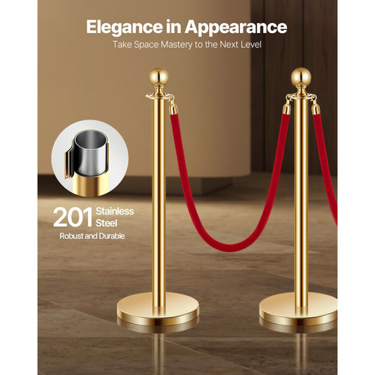 TJDYQ320PDTC4-3 - 201 Stainless Steel Stanchion with 4.92ft Velvet Rope