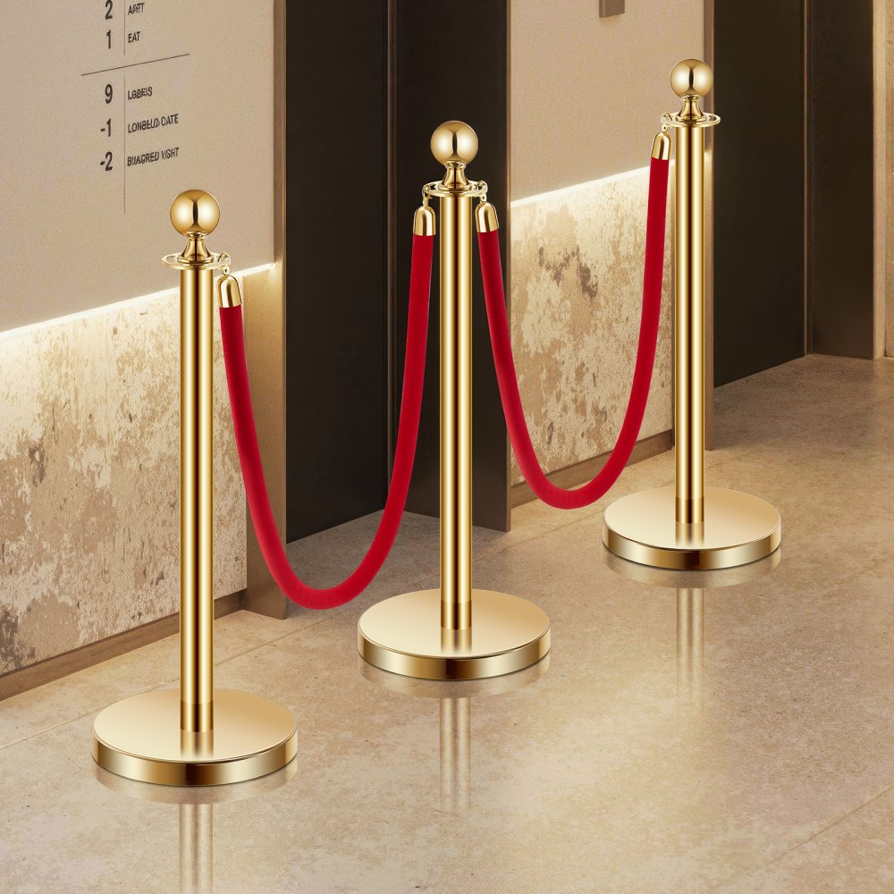TJDYQ320PDTC6-4 - Stainless Steel Stanchions with 1.5m Velvet Rope for Events