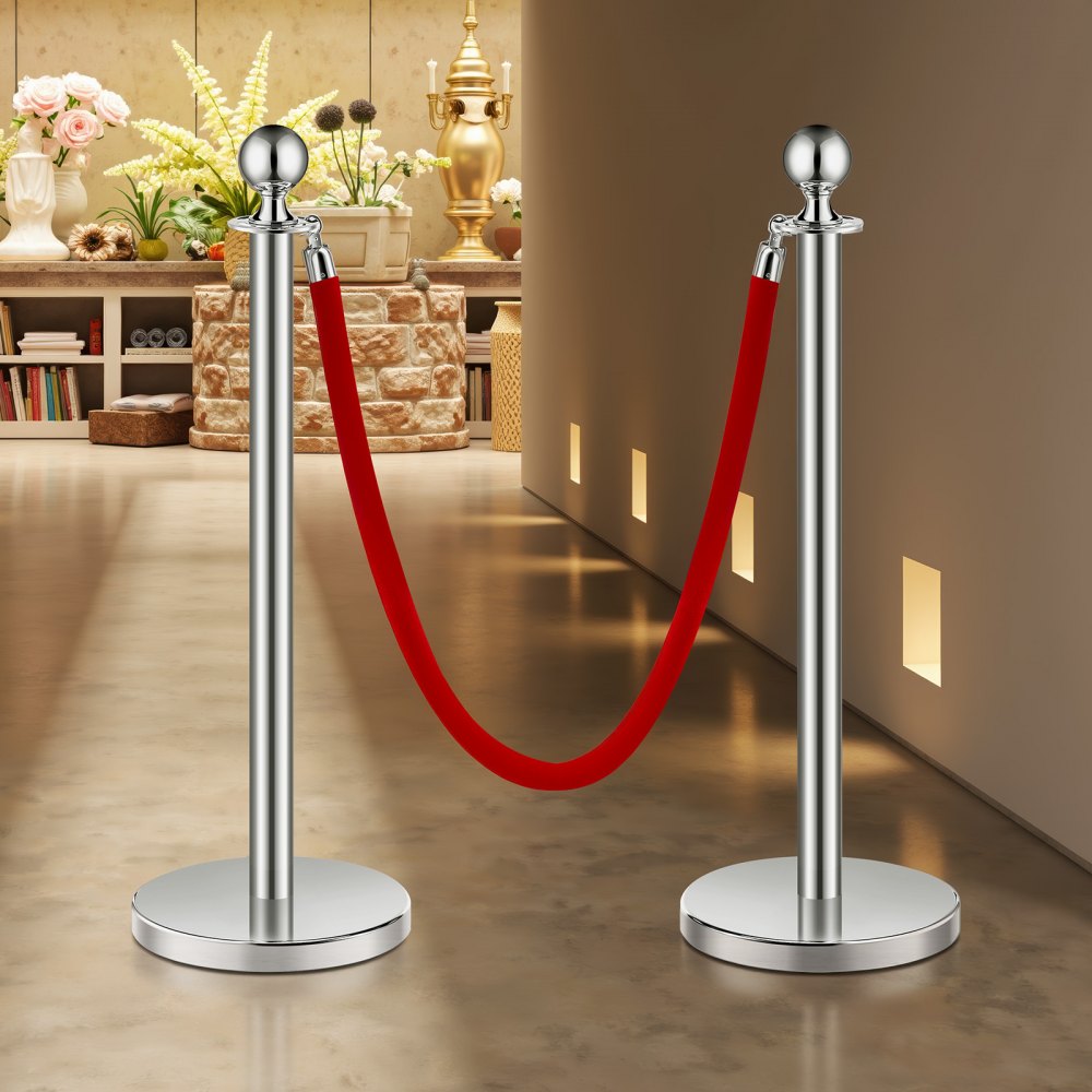 BXGDYQ320PDTC8-4 - Durable Stainless Steel Stanchion with 4.92 ft Velvet Rope