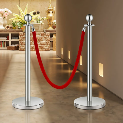 BXGDYQ320PDTC6-3 - Durable Stainless Steel Stanchions with Velvet Ropes, 4.92 ft
