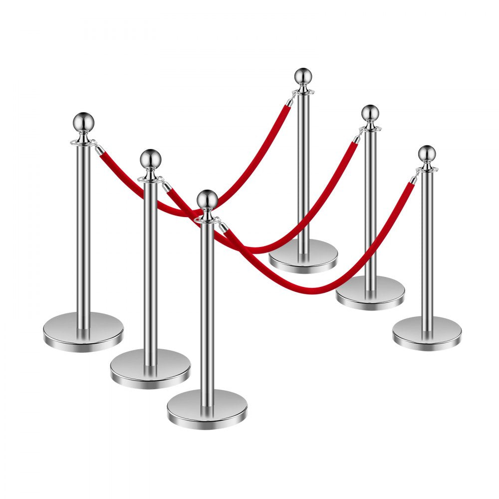 BXGDYQ320PDTC6-3 - Durable Stainless Steel Stanchions with Velvet Ropes, 4.92 ft
