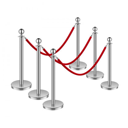 BXGDYQ320PDTC6-3 - Durable Stainless Steel Stanchions with Velvet Ropes, 4.92 ft