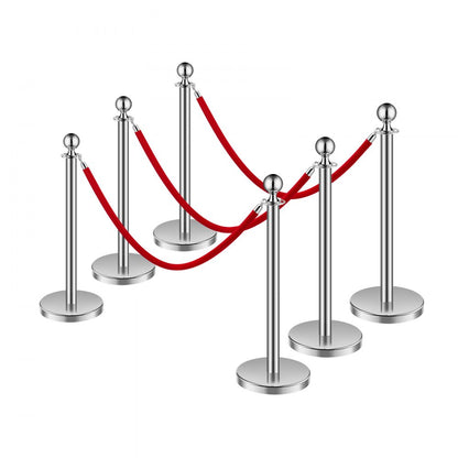 BXGDYQ320PDTC6-3 - Durable Stainless Steel Stanchions with Velvet Ropes, 4.92 ft