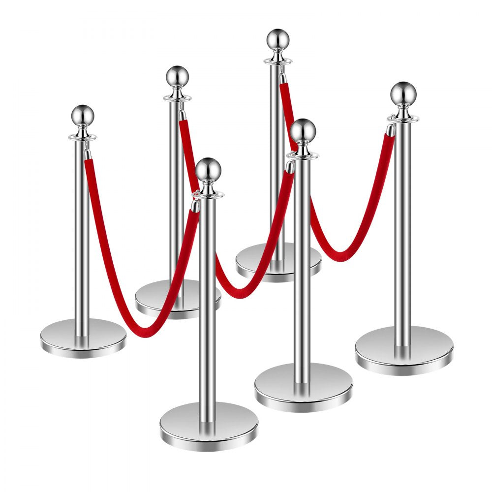 BXGDYQ320PDTC6-3 - Durable Stainless Steel Stanchions with Velvet Ropes, 4.92 ft