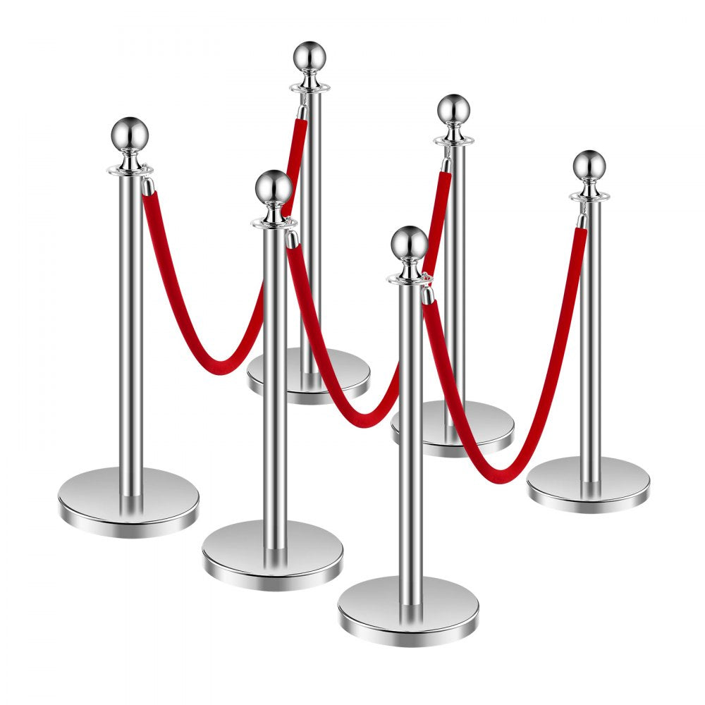 BXGDYQ320PDTC6-3 - Durable Stainless Steel Stanchions with Velvet Ropes, 4.92 ft