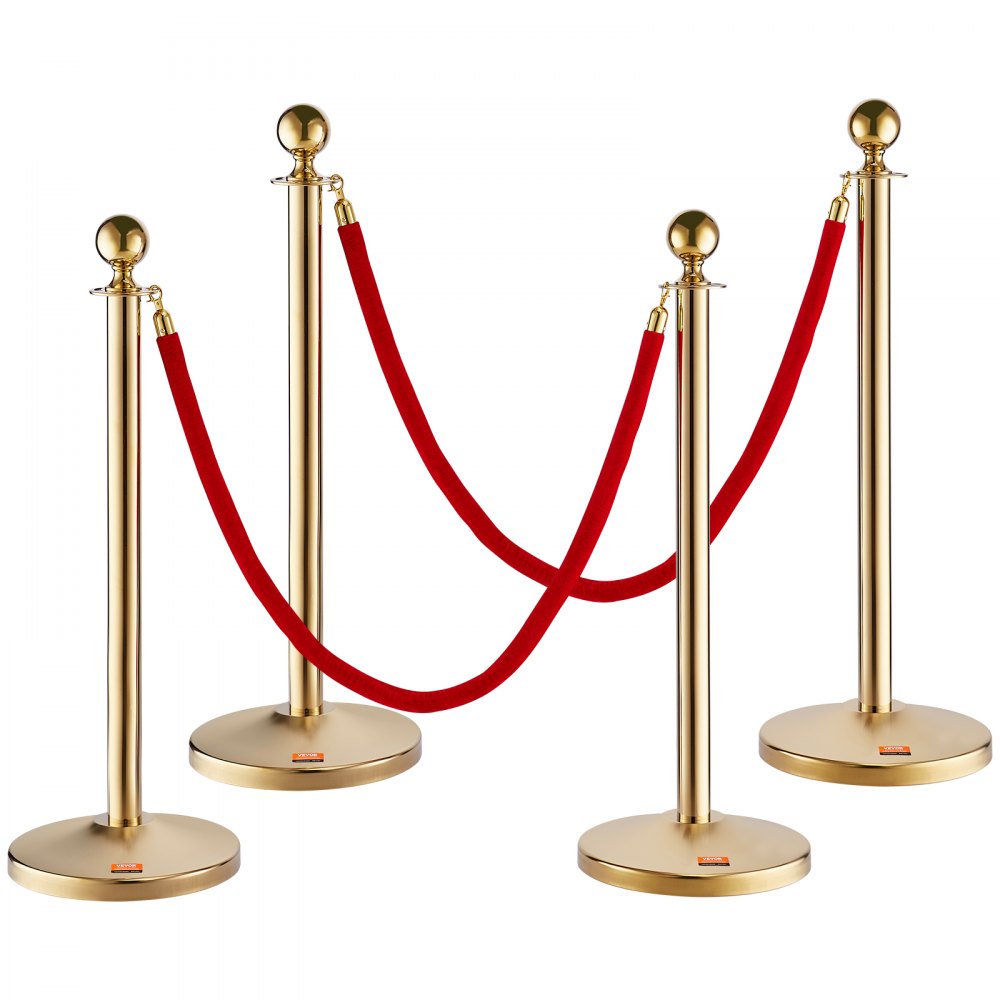 TJDYQTCRED4-2 - 31.5" Stainless Steel Stanchion Post with Red Velvet Rope