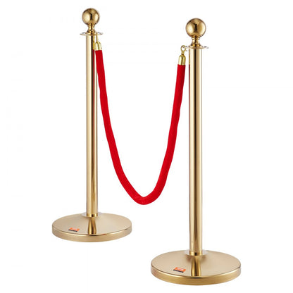 TJDYQTCRED4-2 - 31.5" Stainless Steel Stanchion Post with Red Velvet Rope