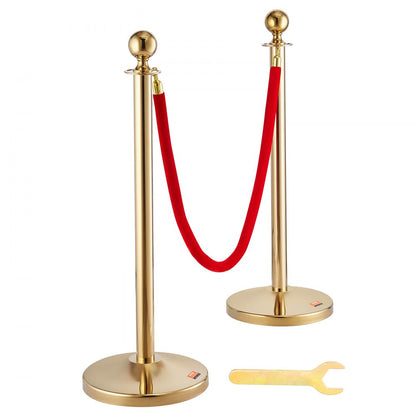 TJDYQTCRED4-2 - 31.5" Stainless Steel Stanchion Post with Red Velvet Rope