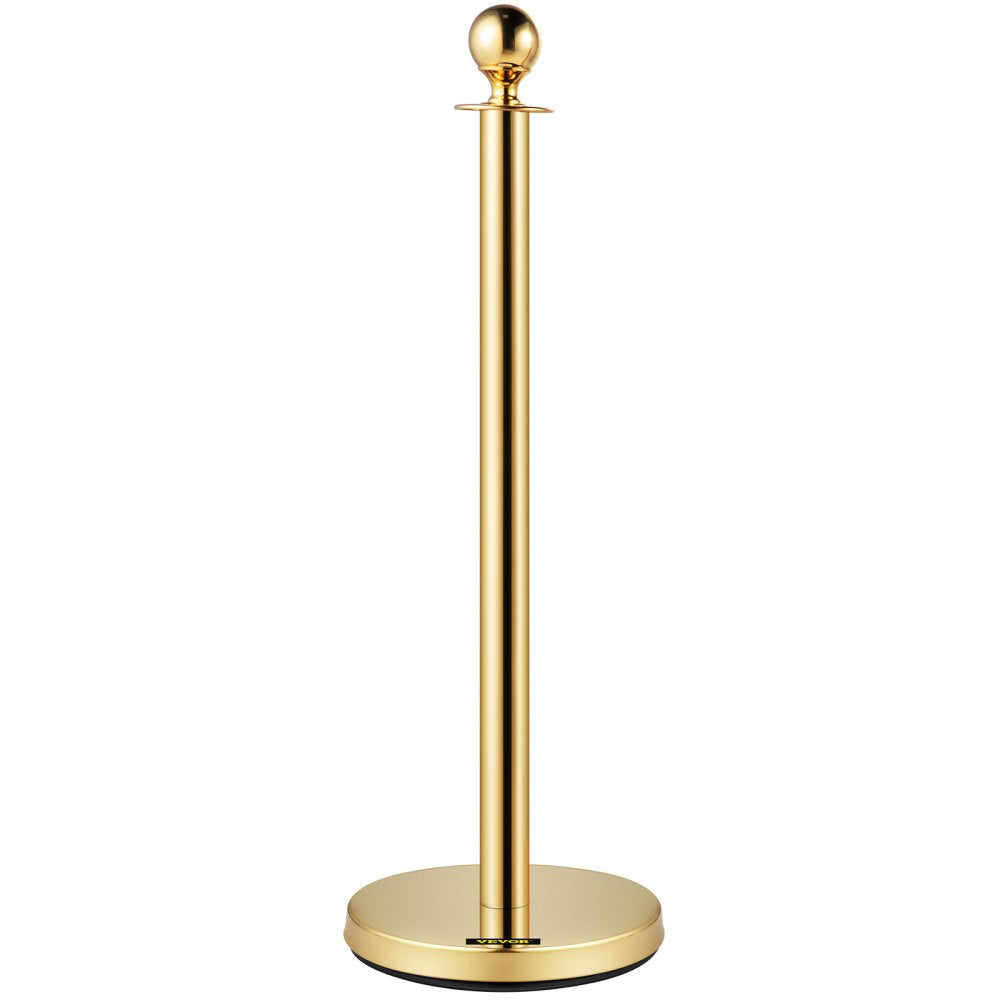 Gold Stanchions 6Pcs - Durable Stainless Steel Queue Posts with Velvet Ropes
