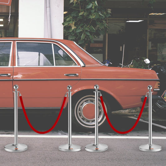 BXGDYQTCRED4-2 - 31.5" Stainless Steel Stanchion with 5ft Velvet Rope