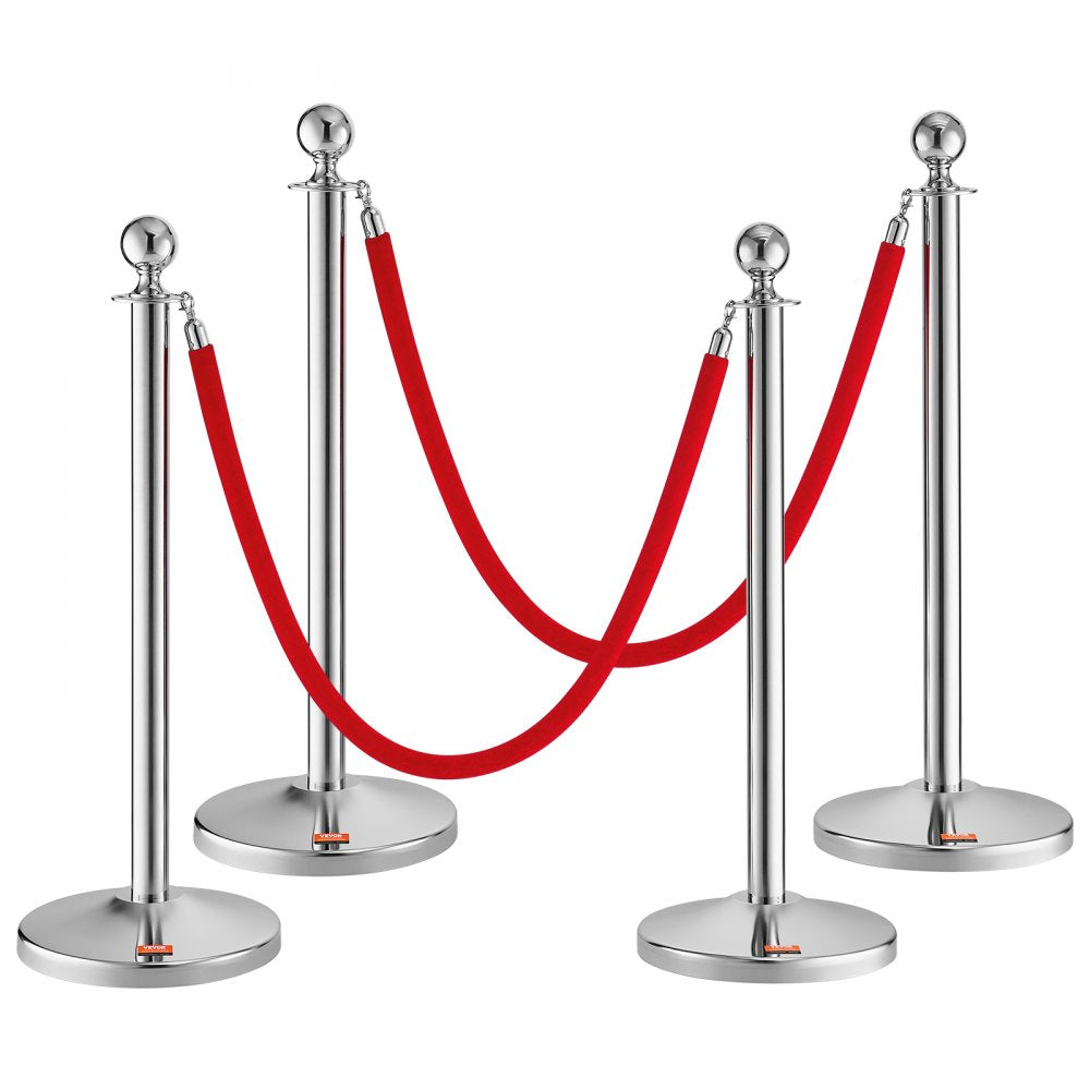 BXGDYQTCRED4-2 - 31.5" Stainless Steel Stanchion with 5ft Velvet Rope